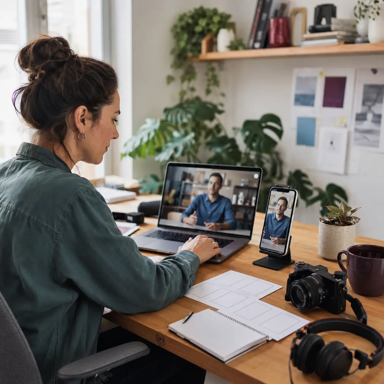 Business owner learning AI video marketing tools with Queen Bee Consulting