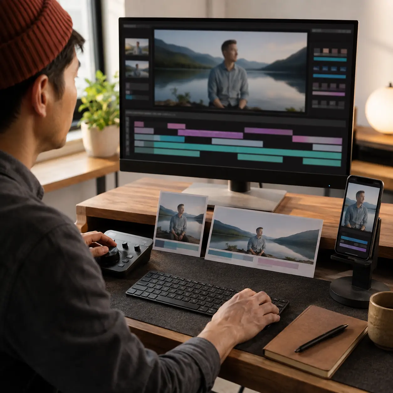 Business owner learning AI video marketing tools with Queen Bee Consulting