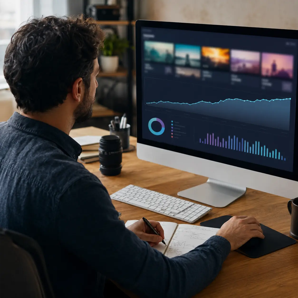 Business owner learning AI video marketing tools with Queen Bee Consulting